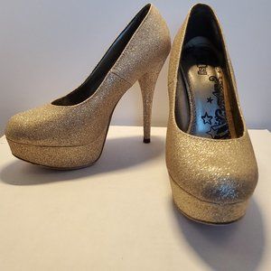 Gold Glitter Heels